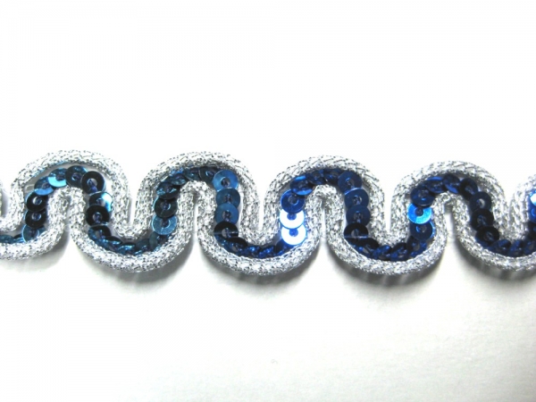 Paillettenborte blau-silber